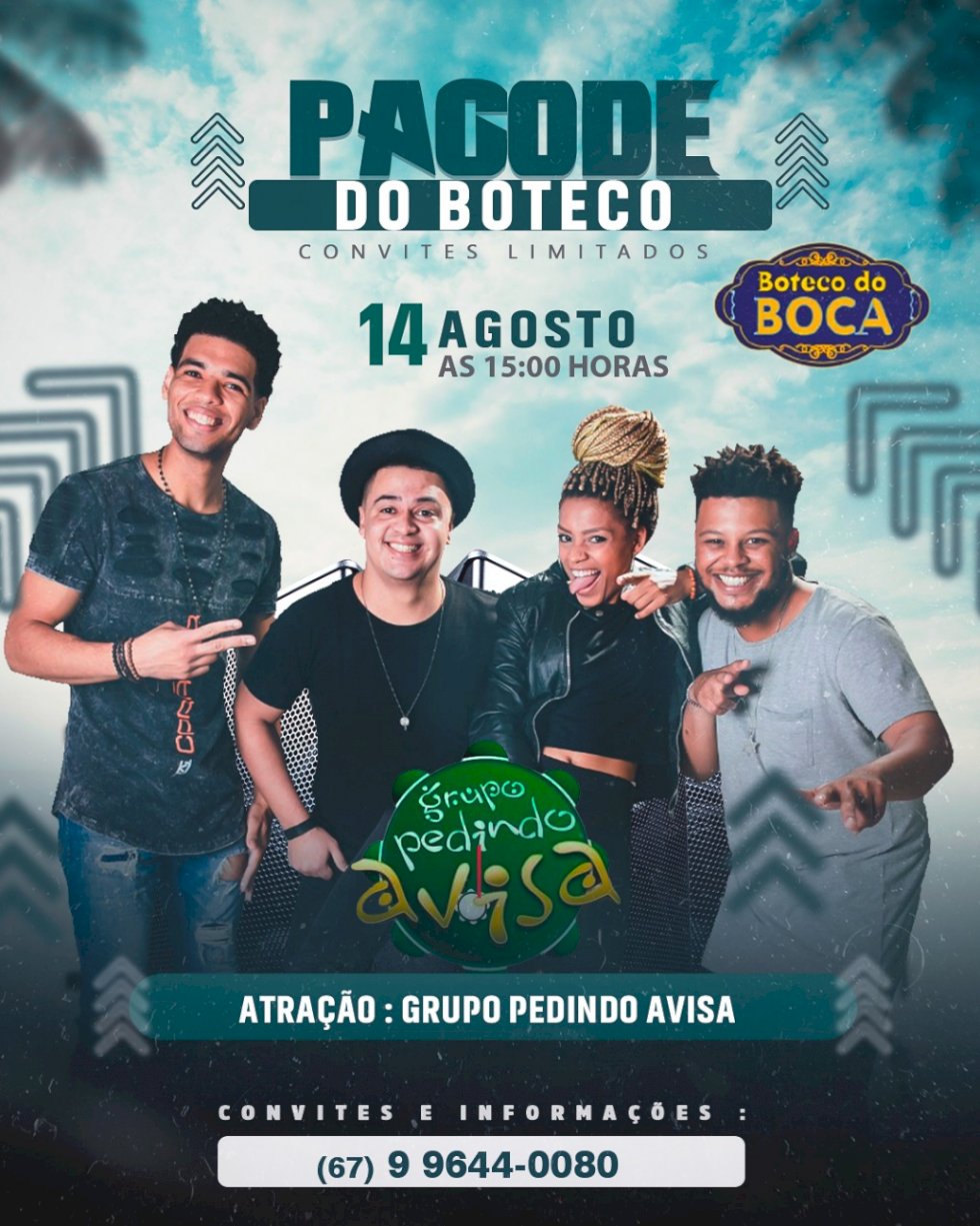 Grupo de pagode, Pedindo Avisa fará seu primeiro show no Boteco do Boca, após melhora na pandemia